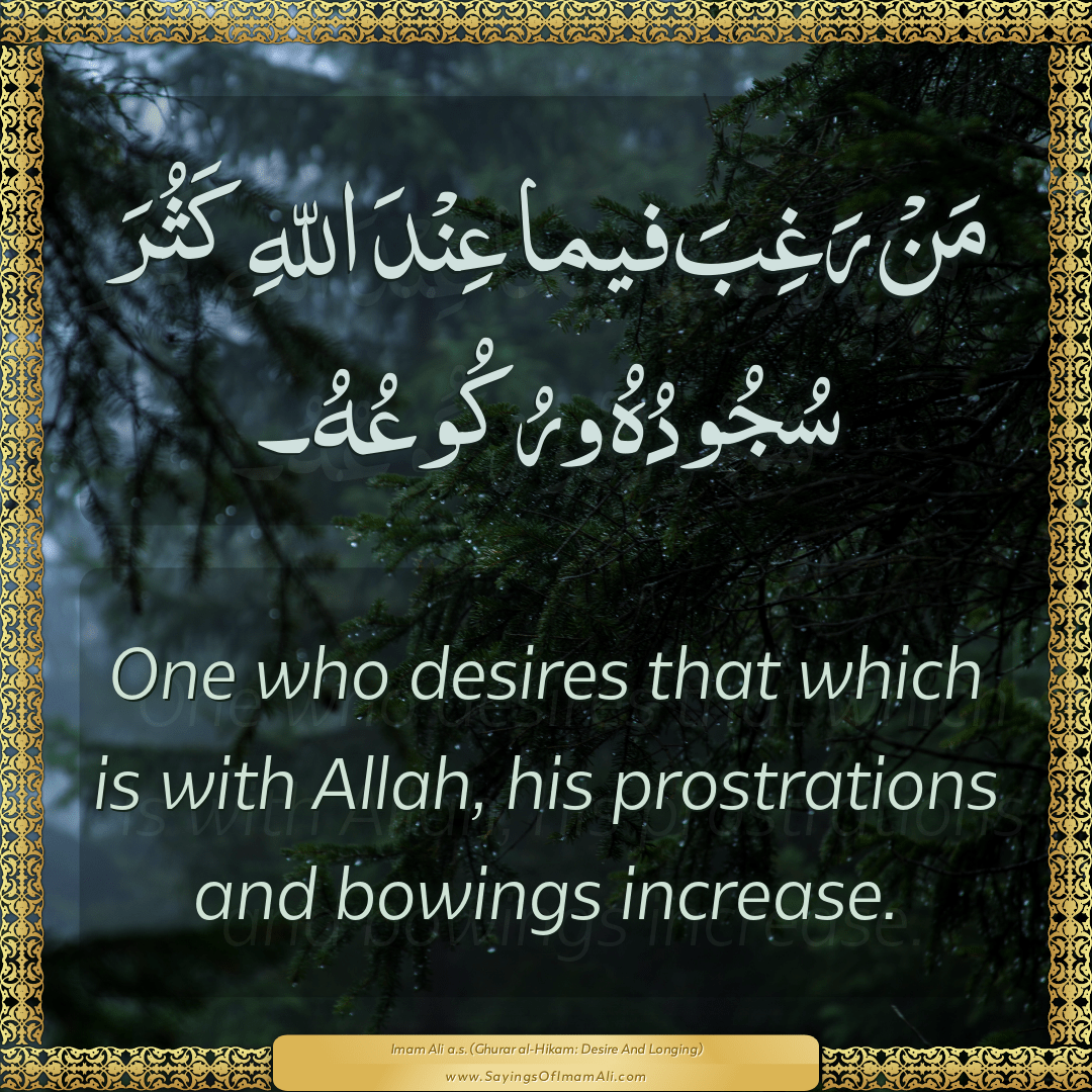 One who desires that which is with Allah, his prostrations and bowings...